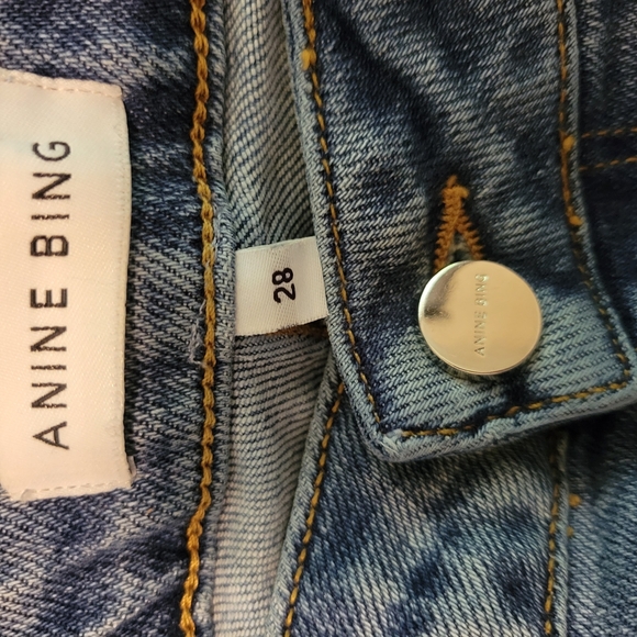 Anine Bing Blue Distressed Skinny Jeans Size 28 - Picture 4 of 7